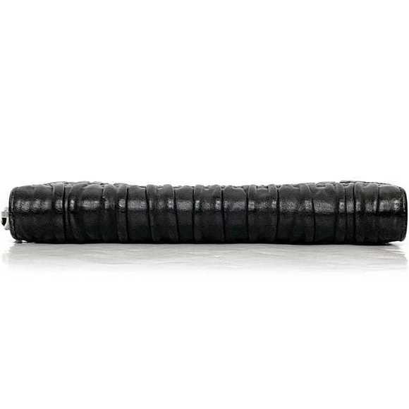 Prada Black Zip Zipper Long Leather Pleated Wallet - Picture 1 of 9
